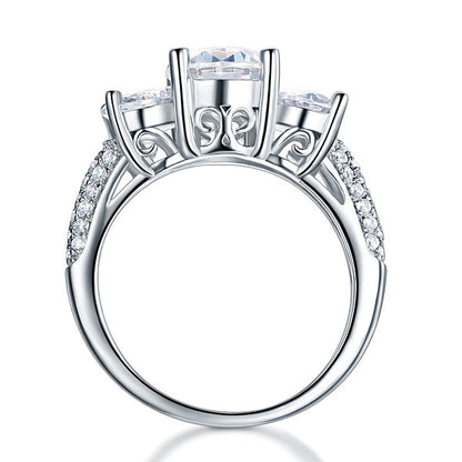 925 Sterling Silver 3-Stone Wedding Ring 2 Carat Simulated Diamond Jewelry Vintage Style XFR8225