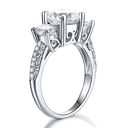 925 Sterling Silver 3-Stone Wedding Ring 2 Carat Simulated Diamond Jewelry Vintage Style XFR8225