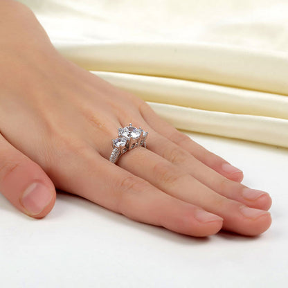 925 Sterling Silver 3-Stone Wedding Ring 2 Carat Simulated Diamond Jewelry Vintage Style XFR8225