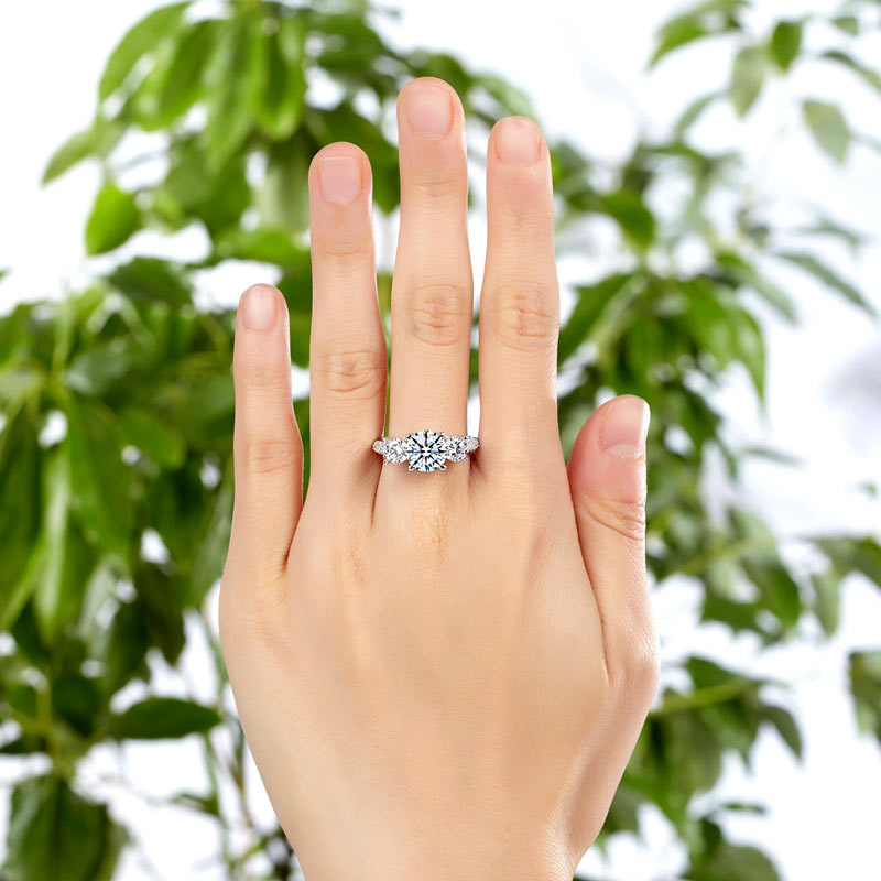 925 Sterling Silver 3-Stone Wedding Ring 2 Carat Simulated Diamond Jewelry Vintage Style XFR8225