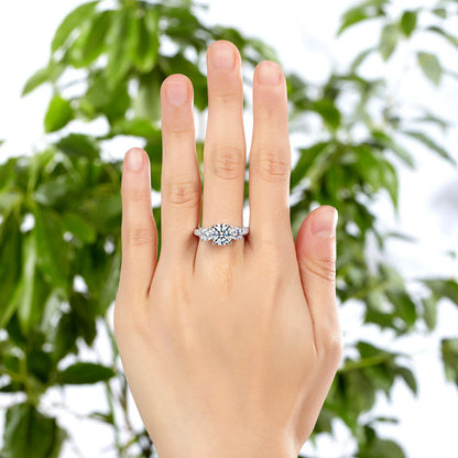925 Sterling Silver 3-Stone Wedding Ring 2 Carat Simulated Diamond Jewelry Vintage Style XFR8225