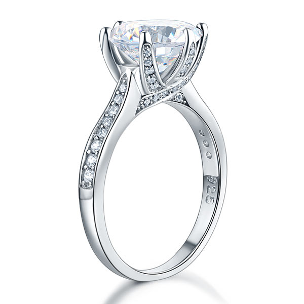 925 Sterling Silver Luxury Wedding Engagement Ring 3 Carat Simulated Diamond Jewelry XFR8228