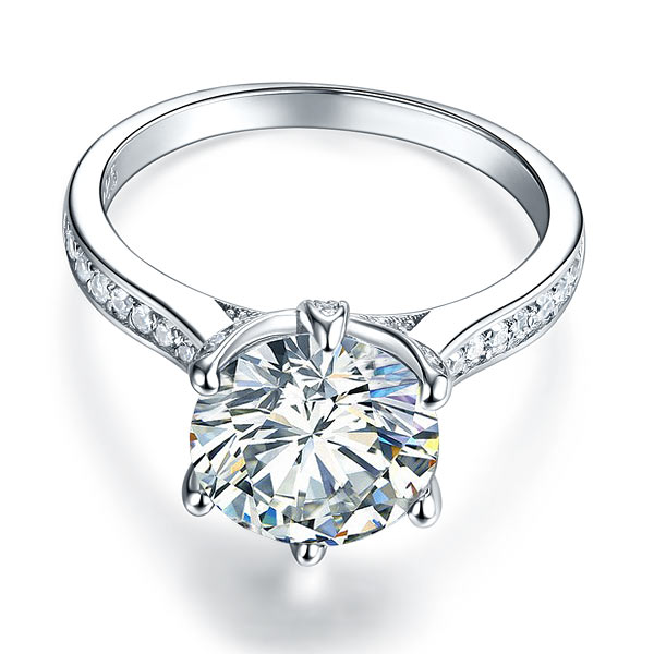 925 Sterling Silver Luxury Wedding Engagement Ring 3 Carat Simulated Diamond Jewelry XFR8228