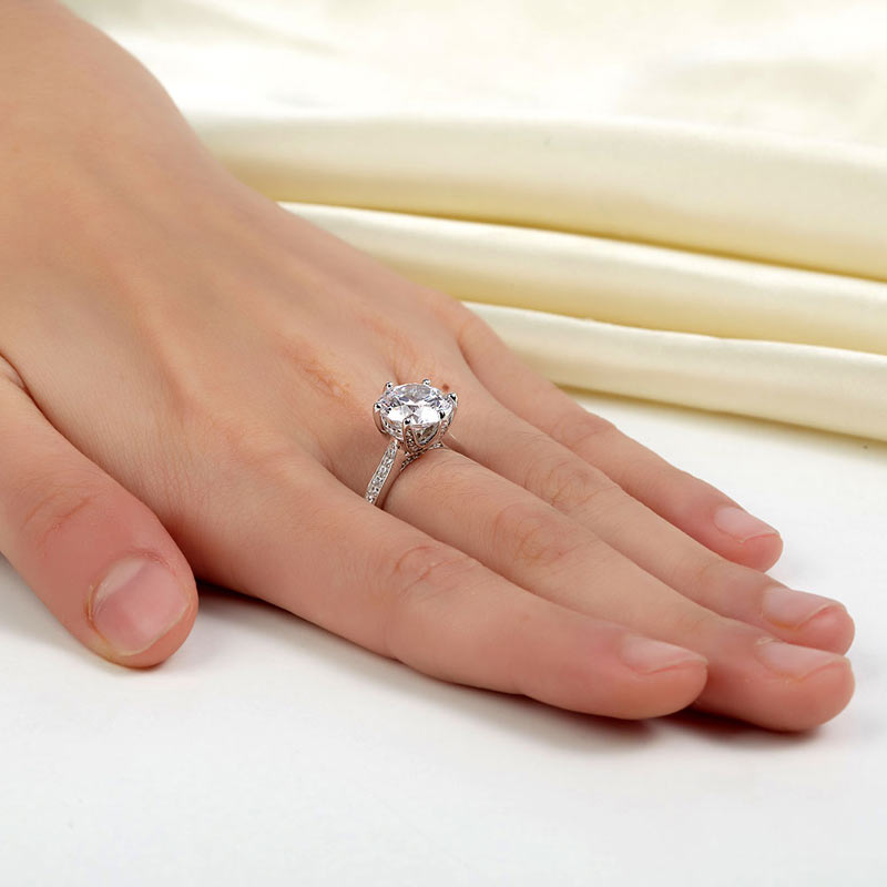 925 Sterling Silver Luxury Wedding Engagement Ring 3 Carat Simulated Diamond Jewelry XFR8228