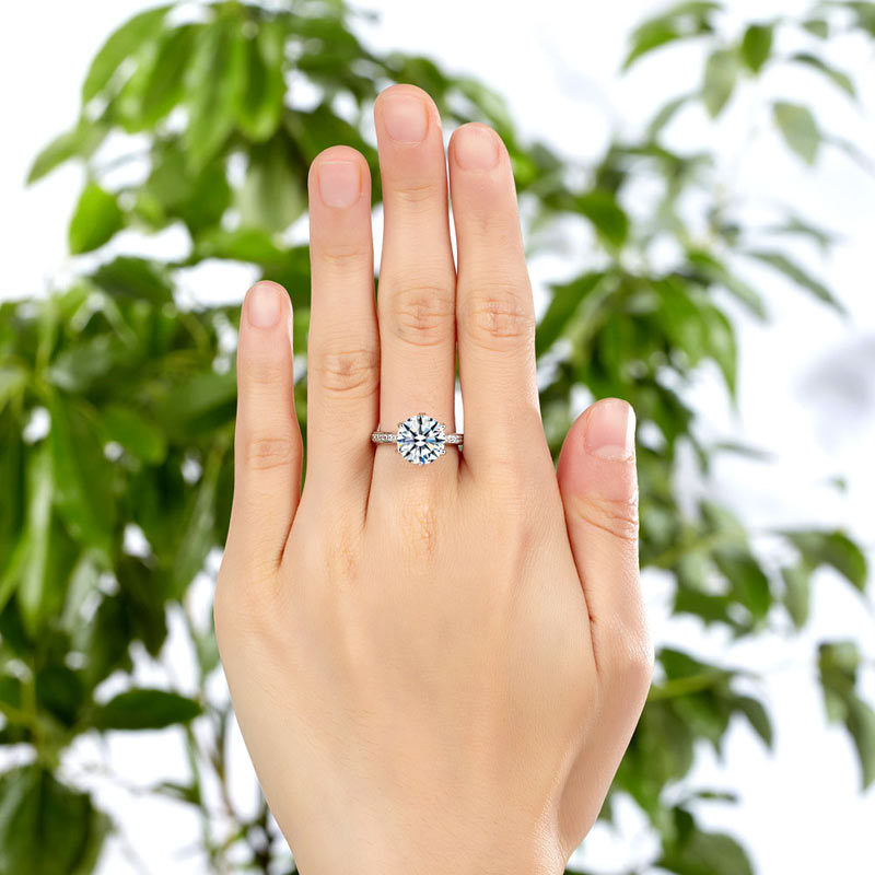 925 Sterling Silver Luxury Wedding Engagement Ring 3 Carat Simulated Diamond Jewelry XFR8228