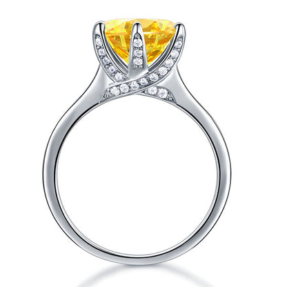 925 Sterling Silver Bridal Engagement Luxury Ring 3 Carat Yellow Canary Simulated Diamond Jewelry XFR8230