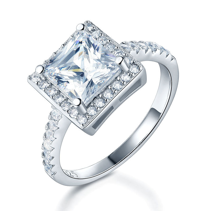 1.5 Ct Princess Simulated Diamond Solid 925 Sterling Silver Wedding Anniversary Engagement Ring Jewelry XFR8231