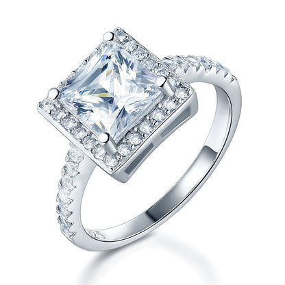 1.5 Ct Princess Simulated Diamond Solid 925 Sterling Silver Wedding Anniversary Engagement Ring Jewelry XFR8231