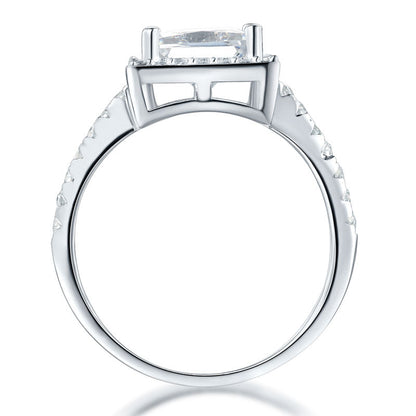 1.5 Ct Princess Simulated Diamond Solid 925 Sterling Silver Wedding Anniversary Engagement Ring Jewelry XFR8231