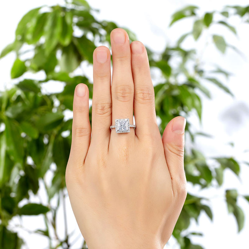 1.5 Ct Princess Simulated Diamond Solid 925 Sterling Silver Wedding Anniversary Engagement Ring Jewelry XFR8231