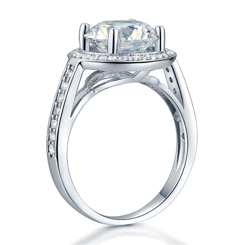 Luxury 925 Sterling Silver Wedding Anniversary Engagement Ring Halo 3.5 Ct Simulated Diamond XFR8235