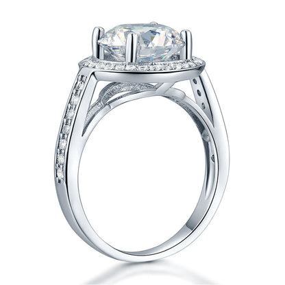 Luxury 925 Sterling Silver Wedding Anniversary Engagement Ring Halo 3.5 Ct Simulated Diamond XFR8235
