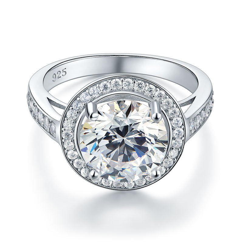 Luxury 925 Sterling Silver Wedding Anniversary Engagement Ring Halo 3.5 Ct Simulated Diamond XFR8235