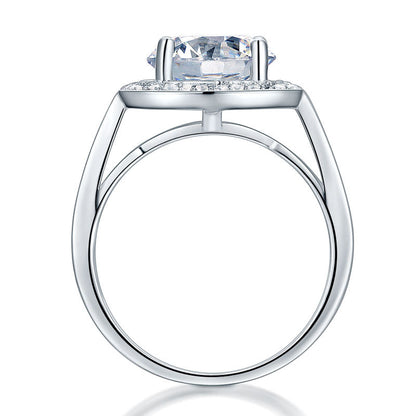 Luxury 925 Sterling Silver Wedding Anniversary Engagement Ring Halo 3.5 Ct Simulated Diamond XFR8235