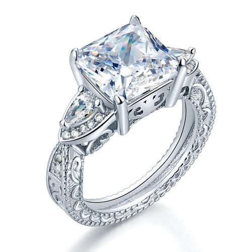 Luxury 925 Sterling Silver Wedding Engagement Ring Vintage 4 Ct Simulated Diamond XFR8237