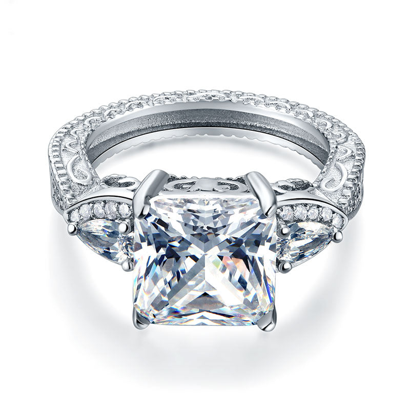 Luxury 925 Sterling Silver Wedding Engagement Ring Vintage 4 Ct Simulated Diamond XFR8237