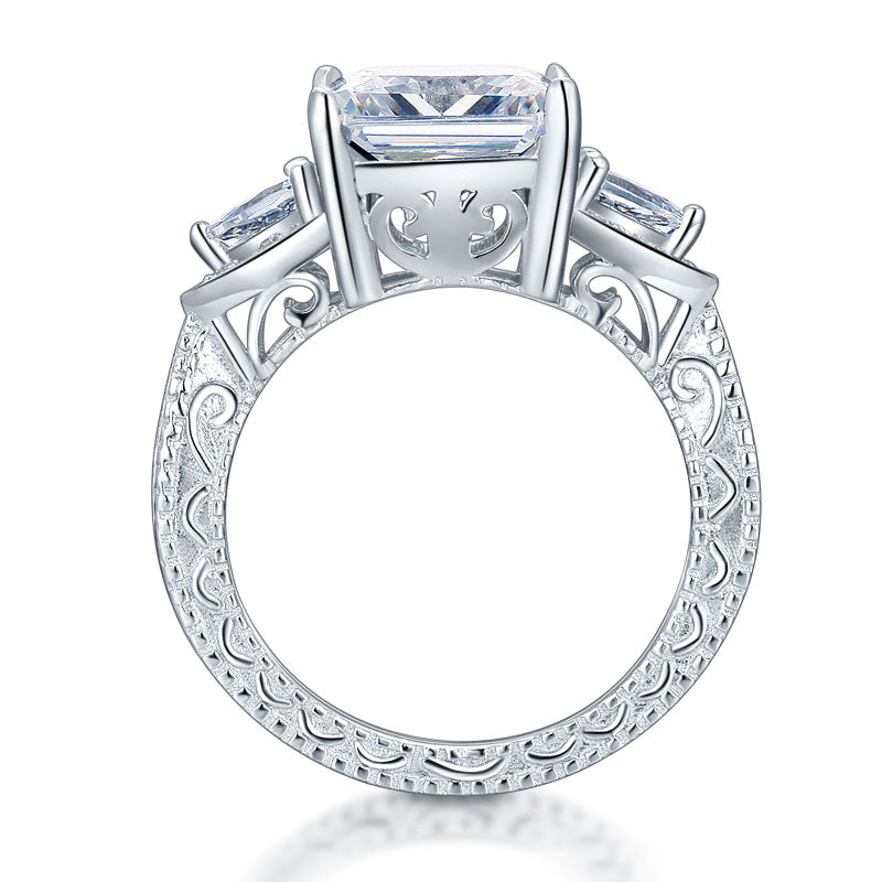 Luxury 925 Sterling Silver Wedding Engagement Ring Vintage 4 Ct Simulated Diamond XFR8237