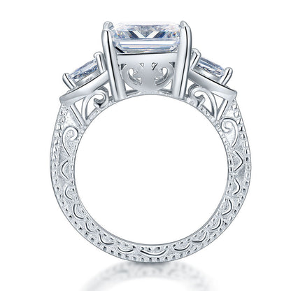 Luxury 925 Sterling Silver Wedding Engagement Ring Vintage 4 Ct Simulated Diamond XFR8237