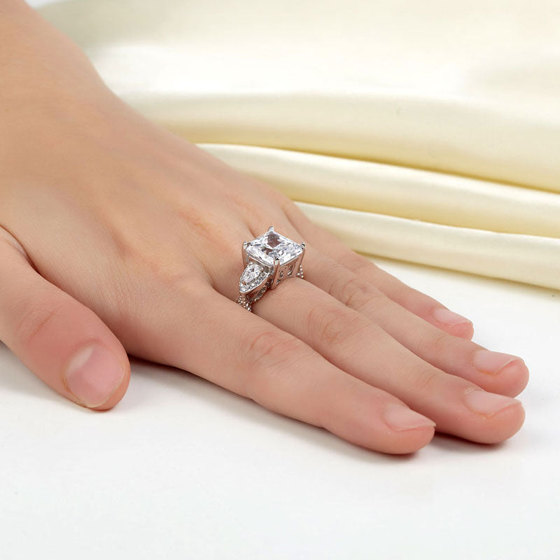 Luxury 925 Sterling Silver Wedding Engagement Ring Vintage 4 Ct Simulated Diamond XFR8237