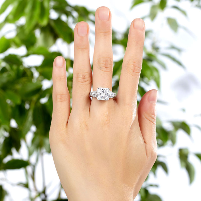 Luxury 925 Sterling Silver Wedding Engagement Ring Vintage 4 Ct Simulated Diamond XFR8237
