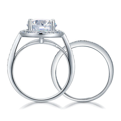 Luxury 925 Sterling Silver Promise Engagement Ring Set 3.5 Ct Vintage Simulated Diamond XFR8240