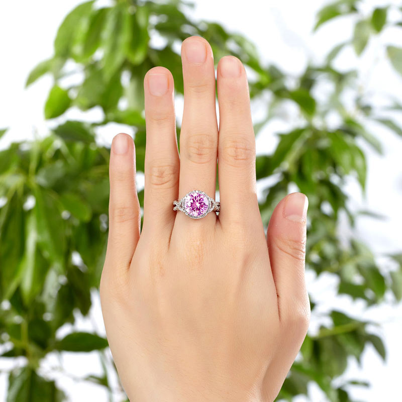 3 Carat Fancy Pink Simulated Diamond 925 Sterling Silver Wedding Engagement Luxury Ring Promise Anniversary XFR8242