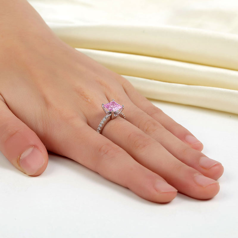 1.5 Ct Fancy Pink Simulated Diamond 925 Sterling Silver Wedding Ring Promise Anniversary XFR8246