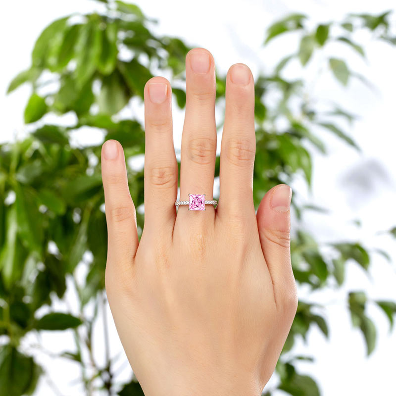 1.5 Ct Fancy Pink Simulated Diamond 925 Sterling Silver Wedding Ring Promise Anniversary XFR8246