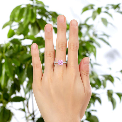 1.5 Ct Fancy Pink Simulated Diamond 925 Sterling Silver Wedding Ring Promise Anniversary XFR8246