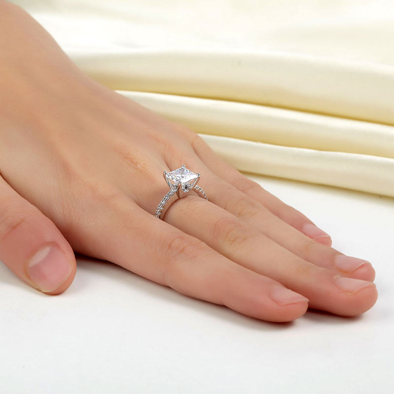 1.5 Ct Princess Cut Simulated Diamond 925 Sterling Silver Wedding Ring Engagement Promise Anniversary XFR8247