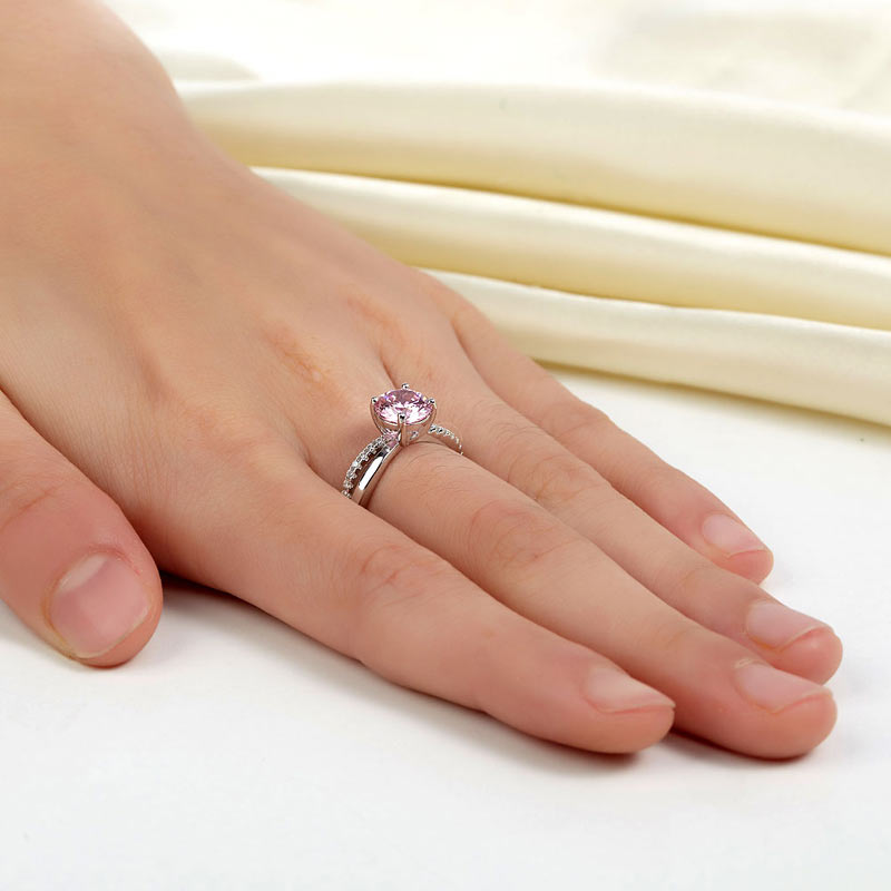 925 Sterling Silver Wedding Promise Anniversary Ring 1.25 Ct Fancy Pink Simulated Diamond XFR8248