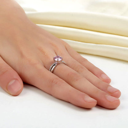 925 Sterling Silver Wedding Promise Anniversary Ring 1.25 Ct Fancy Pink Simulated Diamond XFR8248