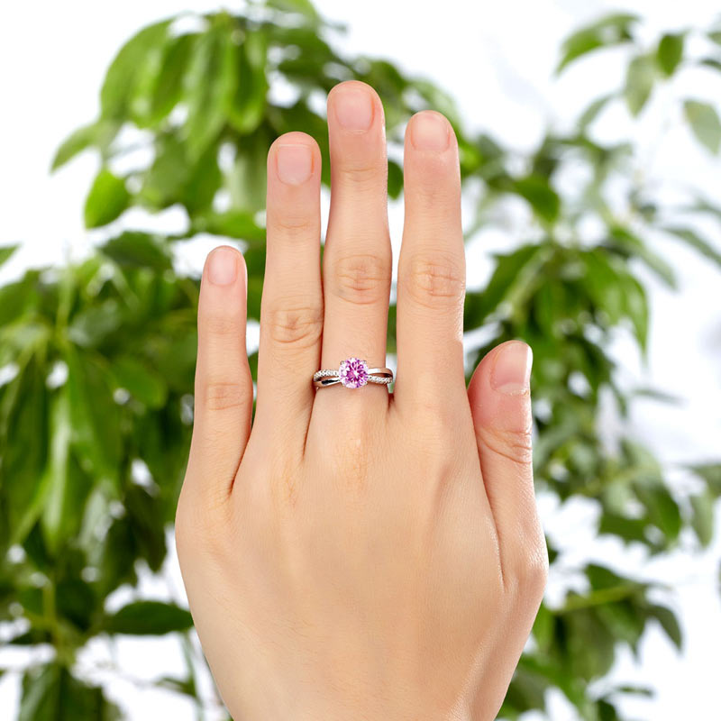925 Sterling Silver Wedding Promise Anniversary Ring 1.25 Ct Fancy Pink Simulated Diamond XFR8248