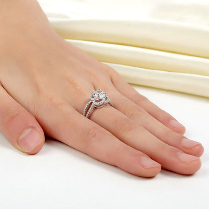 Floral 925 Sterling Silver Wedding Promise Engagement Ring 1 Ct Simulated Diamond Jewelry XFR8251