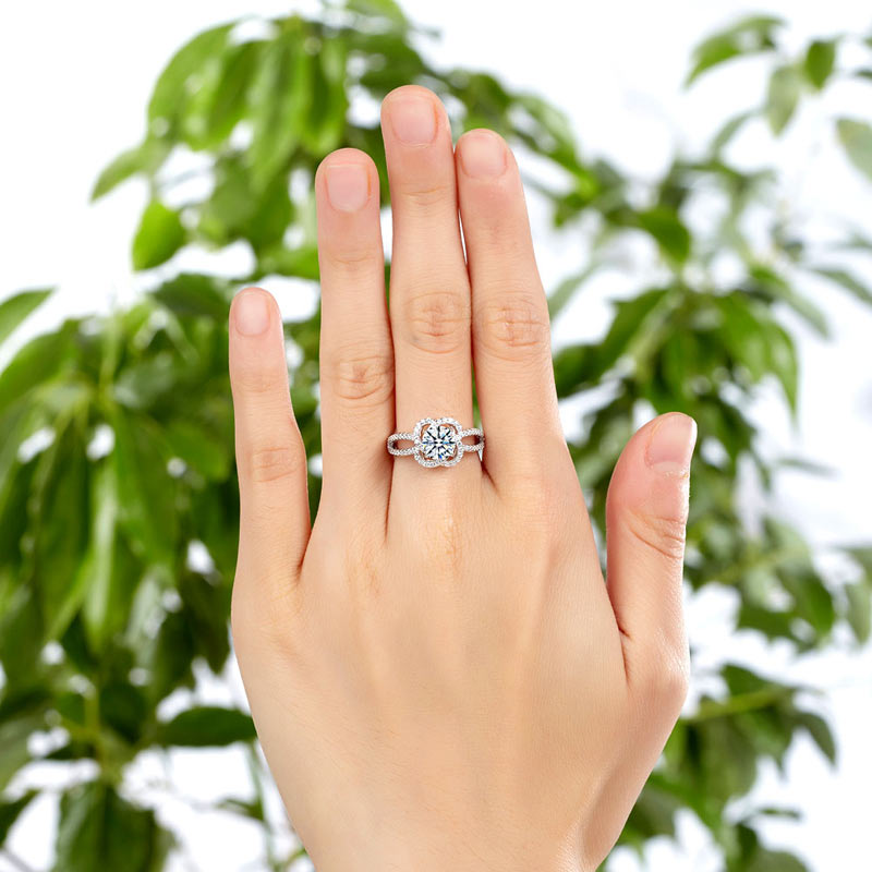 Floral 925 Sterling Silver Wedding Promise Engagement Ring 1 Ct Simulated Diamond Jewelry XFR8251