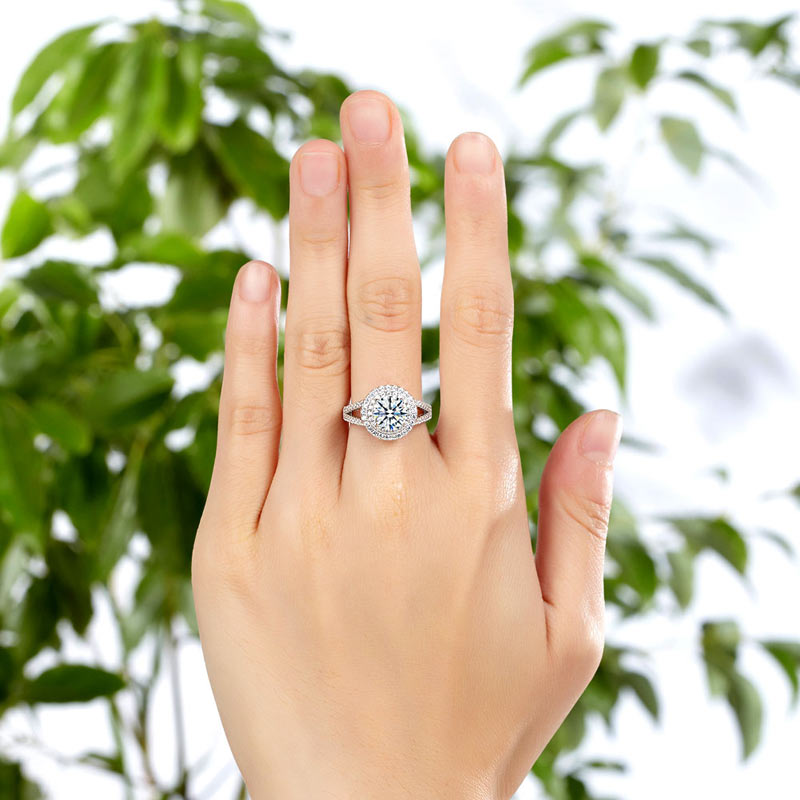 Double Halo 925 Sterling Silver Wedding Engagement Ring 1.25 Ct Simulated Diamond Promise Anniversary XFR8253