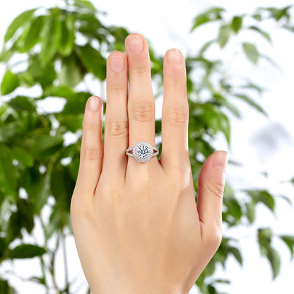 Double Halo 925 Sterling Silver Wedding Engagement Ring 1.25 Ct Simulated Diamond Promise Anniversary XFR8253