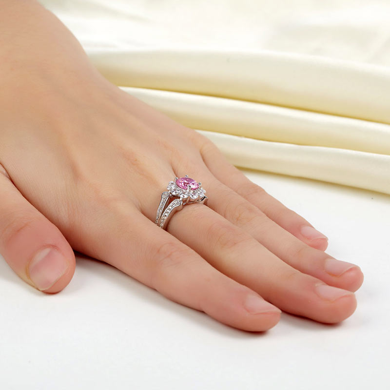 Art Deco Vintage style 925 Sterling Silver Wedding Ring 1.25 Ct Fancy Pink Simulated Diamond Promise Anniversary XFR8254