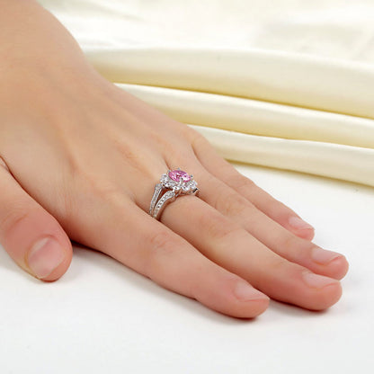 Art Deco Vintage style 925 Sterling Silver Wedding Ring 1.25 Ct Fancy Pink Simulated Diamond Promise Anniversary XFR8254
