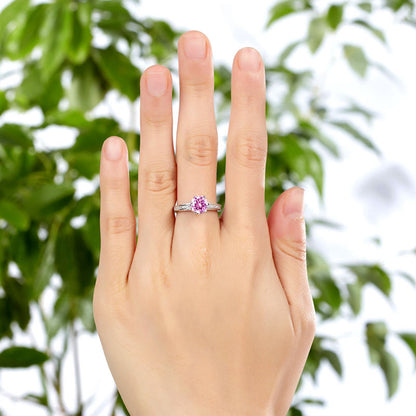 6 Claws 925 Sterling Silver Wedding Promise Anniversary Ring 1.25 Ct Fancy Pink Simulated Diamond Jewelry XFR8256