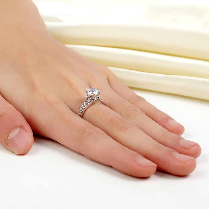 6 Claws 925 Sterling Silver Wedding Promise Engagement Ring 1.25 Ct Simulated Diamond Jewelry XFR8257