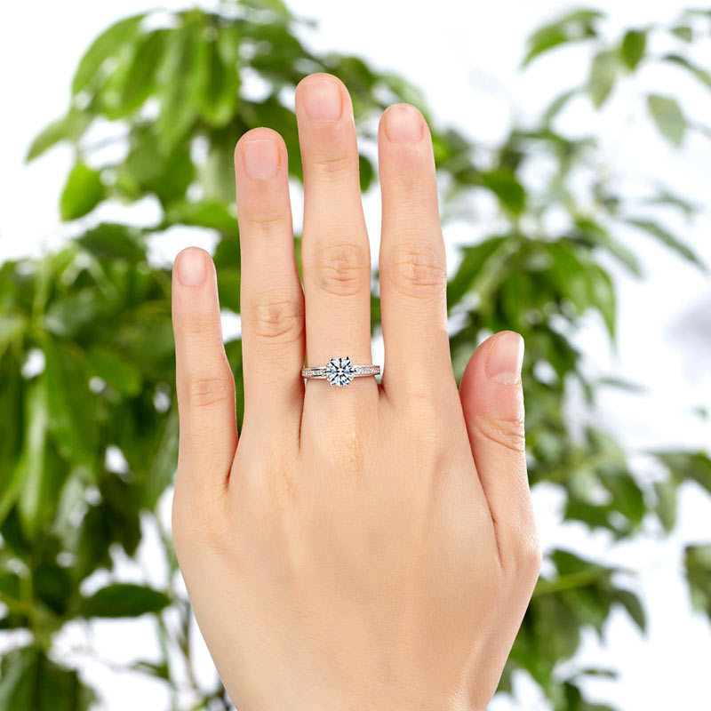 6 Claws 925 Sterling Silver Wedding Promise Engagement Ring 1.25 Ct Simulated Diamond Jewelry XFR8257