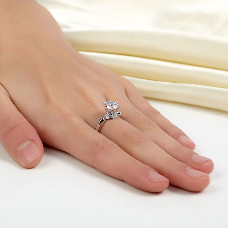 6 Claws Crown 925 Sterling Silver Wedding Promise Anniversary Ring 1.25 Ct Simulated Diamond Jewelry XFR8263