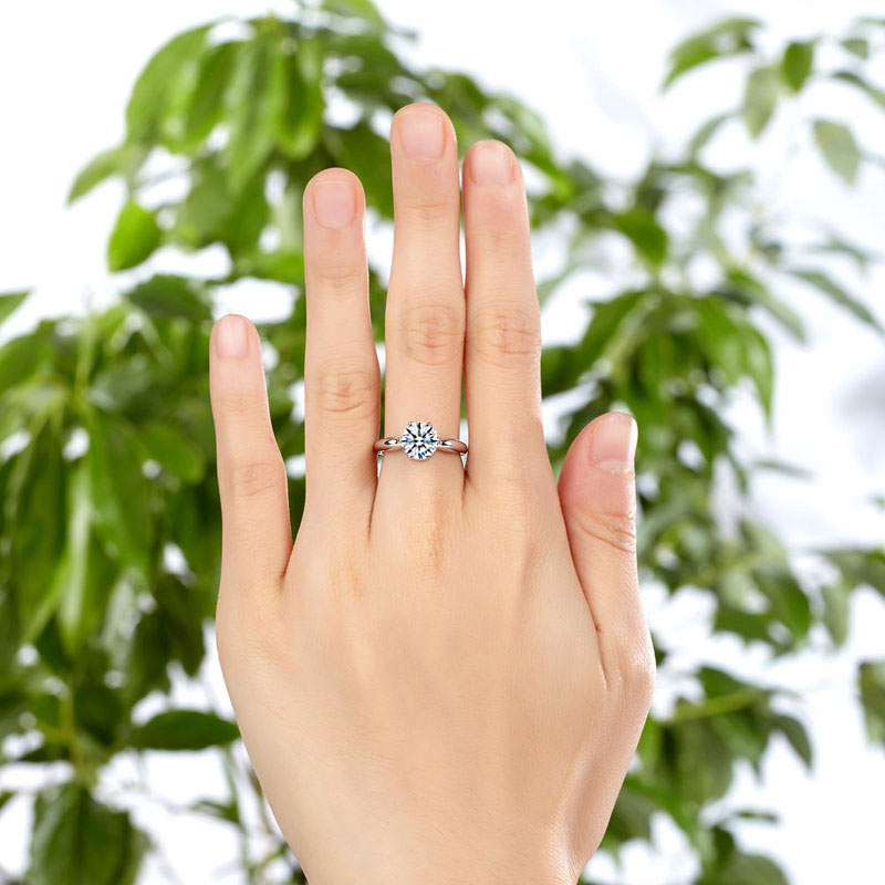 6 Claws Crown 925 Sterling Silver Wedding Promise Anniversary Ring 1.25 Ct Simulated Diamond Jewelry XFR8263