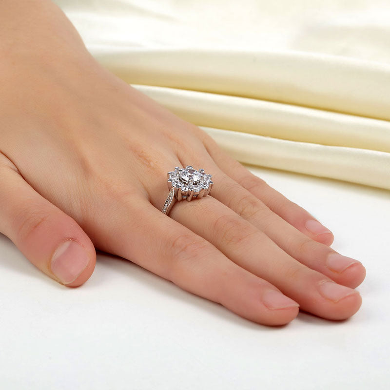 Snowflake 925 Sterling Silver Wedding Promise Anniversary Ring 1 Ct Simulated Diamond XFR8265