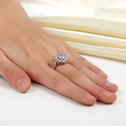Snowflake 925 Sterling Silver Wedding Promise Anniversary Ring 1 Ct Simulated Diamond XFR8265