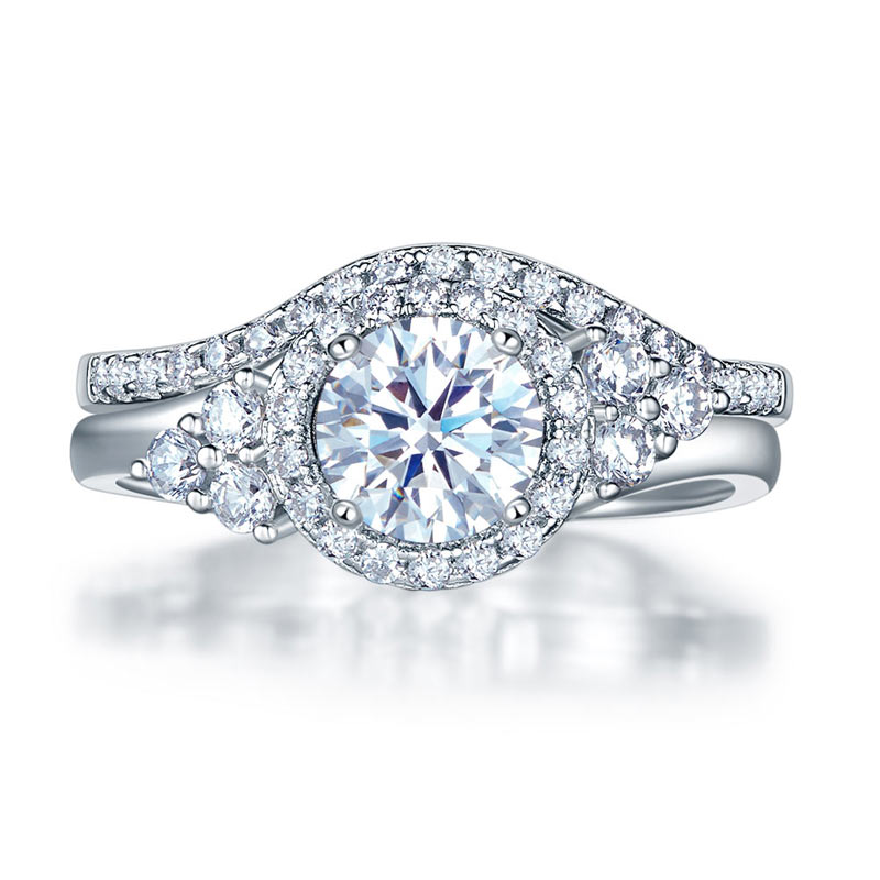 Solid 925 Sterling Silver Wedding Engagement Ring Set Anniversary Art Deco 1 Ct XFR8269