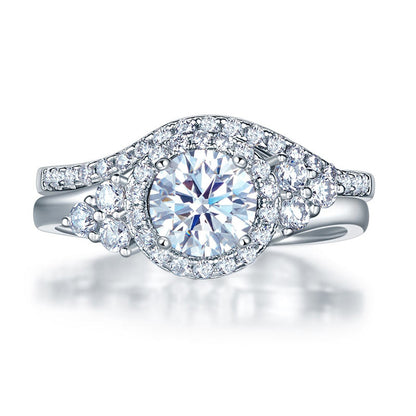 Solid 925 Sterling Silver Wedding Engagement Ring Set Anniversary Art Deco 1 Ct XFR8269
