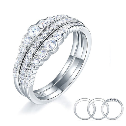 Solid 925 Sterling Silver Wedding Band Ring Set 3-Pieces Anniversary XFR8270