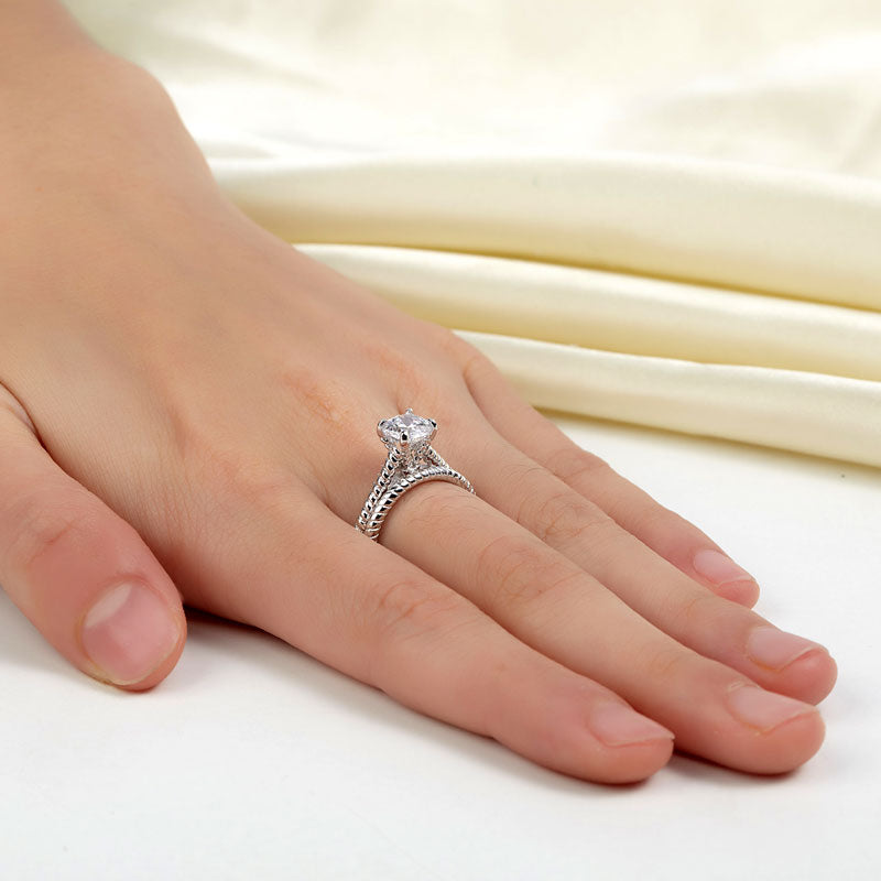 Promise Engagement 2-PC Solid Sterling 925 Silver Twist Solitaire Ring Set Bridal Jewelry XFR8291